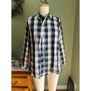 The Limited Black White Button Down Long Sleeve Shirt S